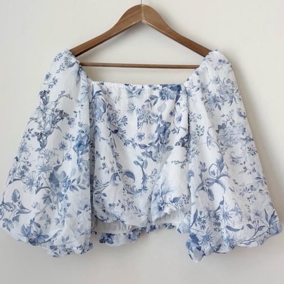 Calypso St. Barth Blue Floral Blouse - Picture 2 of 3